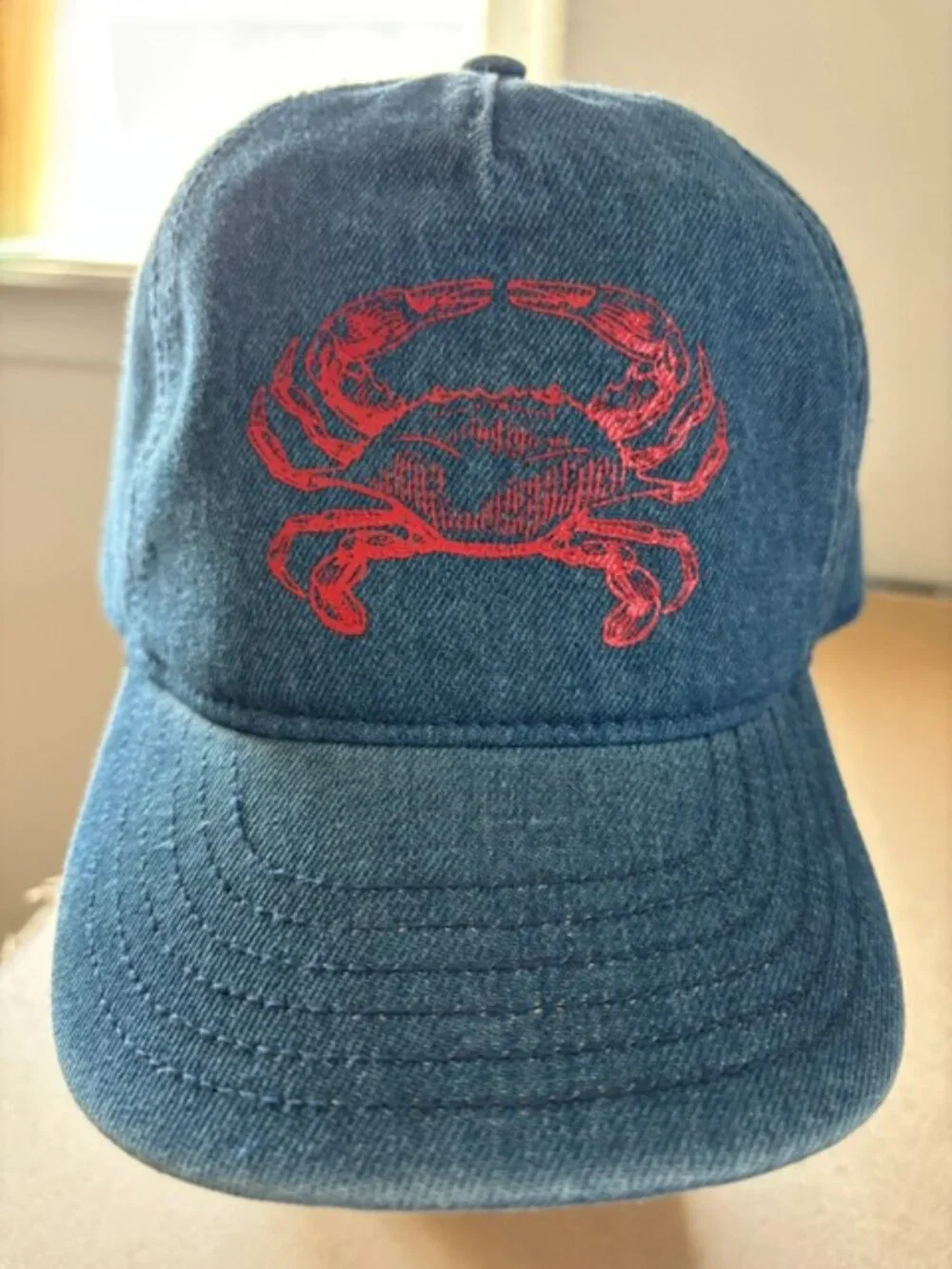 Denim/Jeans Blue Crab/Zodiac Cancer Adjustable Hat Baseball Cap Unisex NEW w/tag